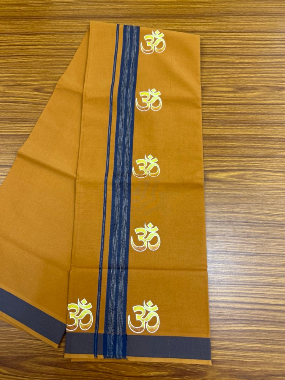 34% Discount ! Kaitharikada Pure Cotton - Single Kaily / Lungi -(40s)- 1.25 inch Blue Striped Ohm Printed Design kara with Kavi colour body (2 meter / 4 muzham) - 59 KK8028 GAN