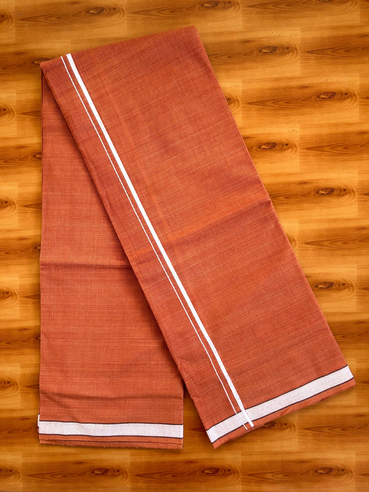 Kaitharikada - Single Kaily / Lungi -Mixed Cotton - 20s twisted - 0.5 cm White Thin Kara With Kavi Colour Body (2 meter / 4 muzham) - 2 KK8067 KUT