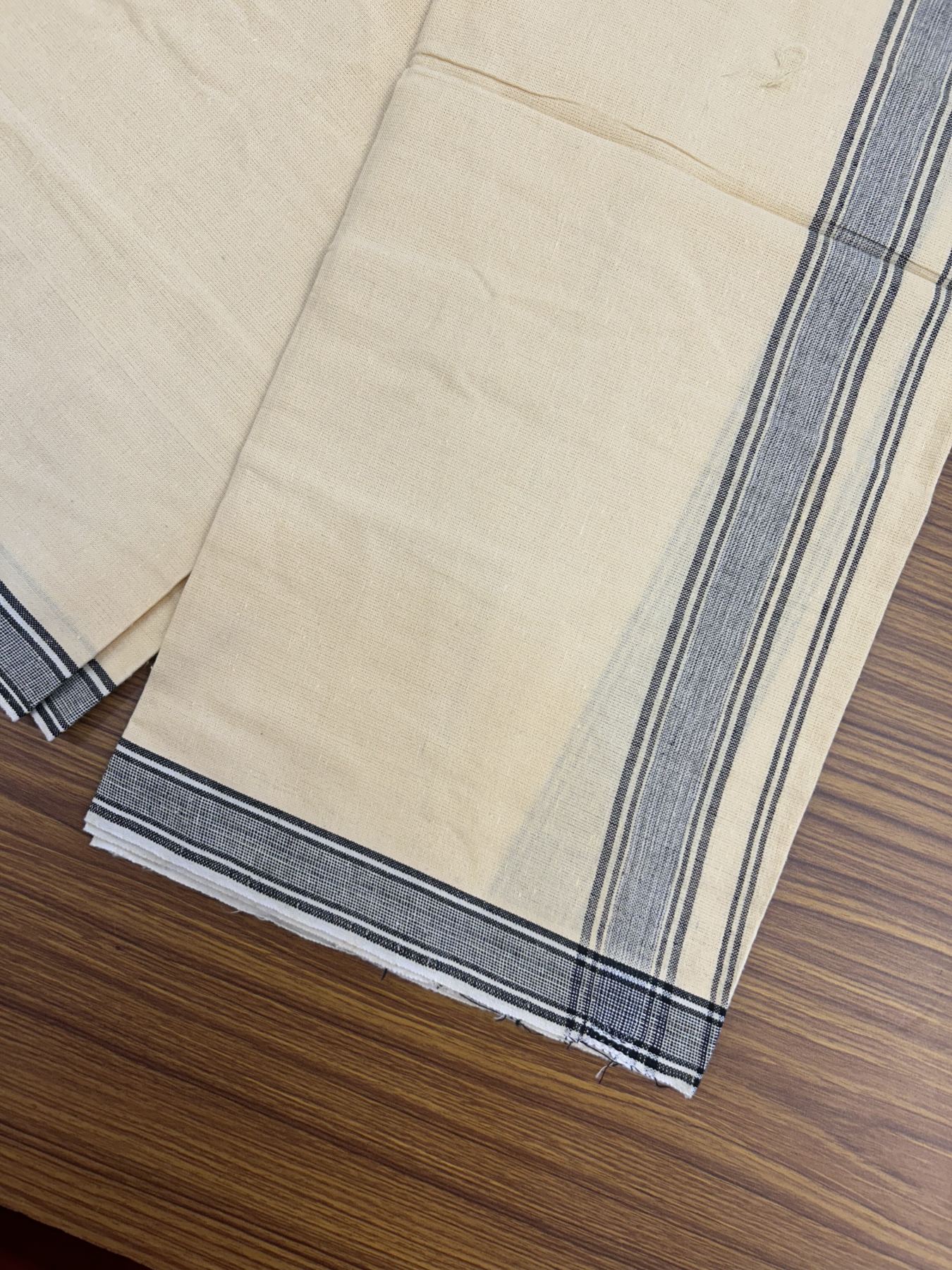 Kannur Kavi - 36% Discount !! 95% cotton 5 % Polyster - Single Kaily / Lungi - 60s - 1.25 inch Black shaded striped kara with Light Yellow colour Body 1.90 mtr (4 muzham) - 8 KK5323 KUT