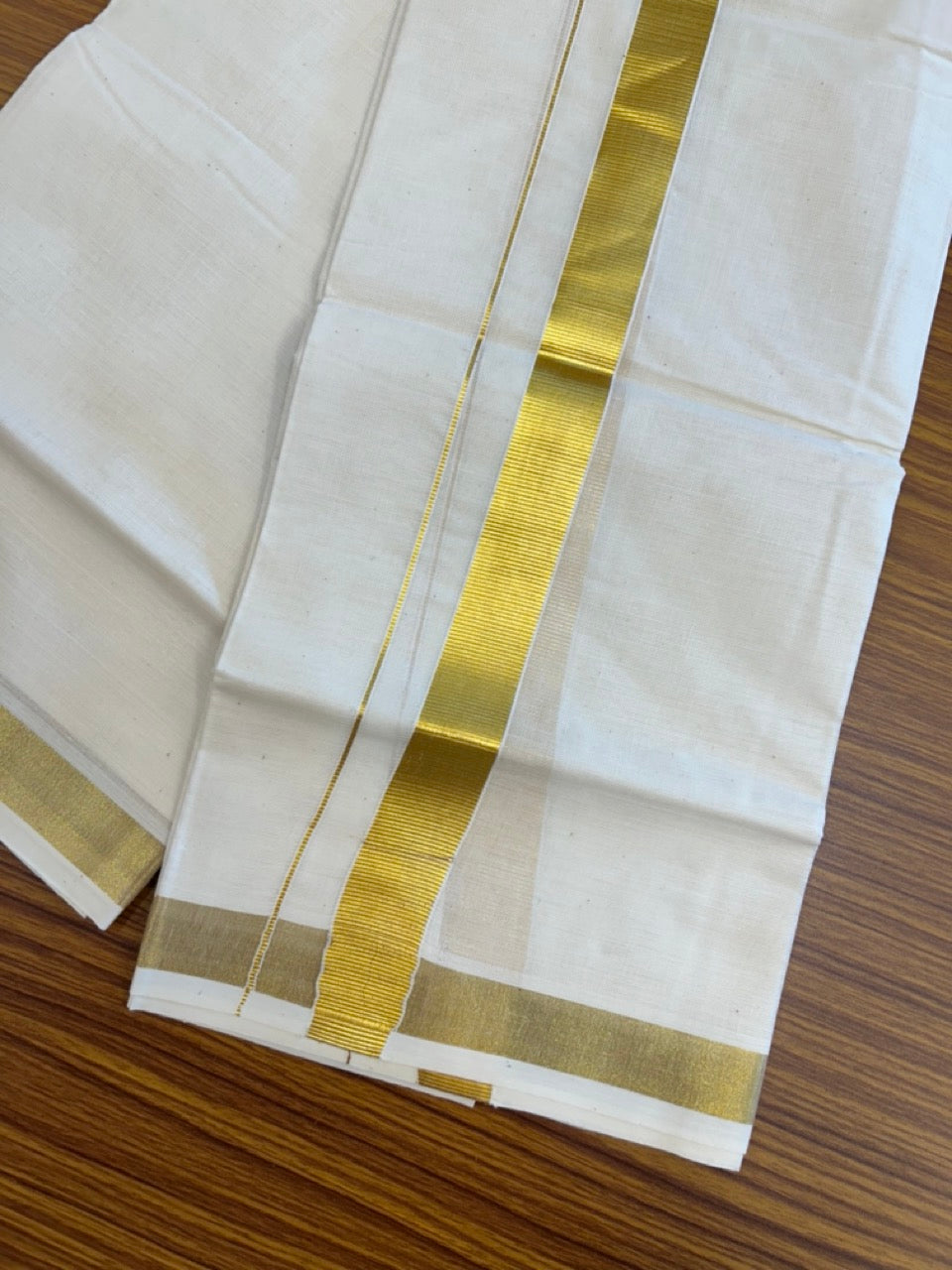 20% Discount!! KaithariKada Balaramapuram - 100% PURE Cotton OFF WHITE (Unbleached) Neriyath - 0.75 Inch Kasavu Kara - 1KK5215 VIN