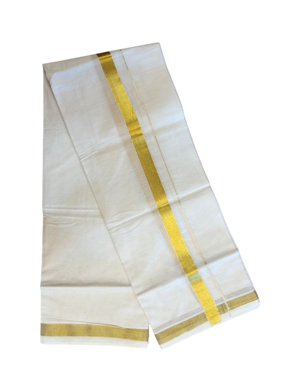 20% Discount!! KaithariKada Balaramapuram - 100% PURE Cotton OFF WHITE (Unbleached) Neriyath - 1 Inch Kasavu Kara - 4KK5215 VIN