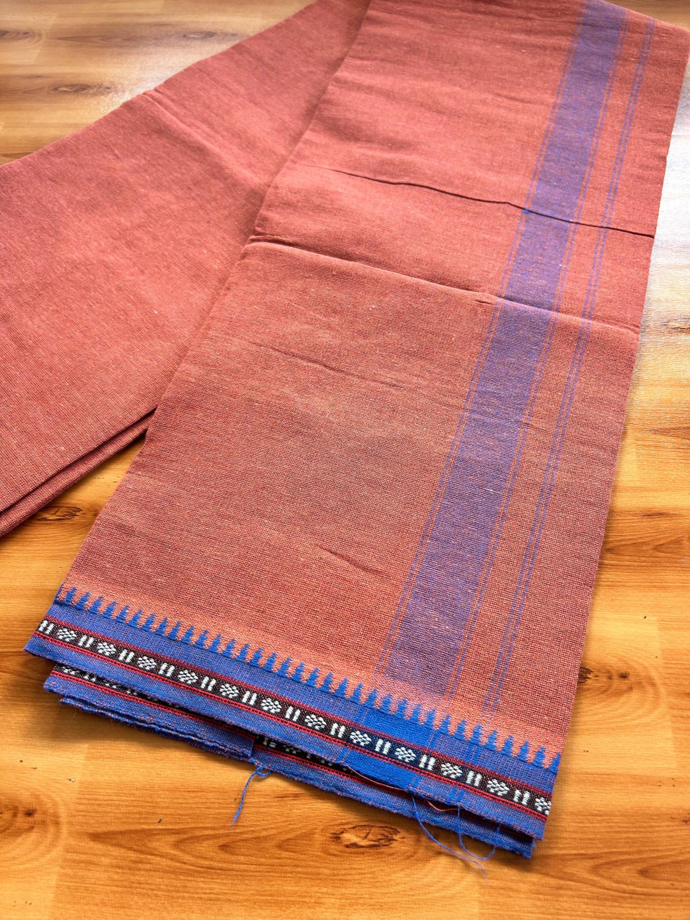 Kaitharikada - Single Kaily / Lungi - Mixed Cotton - 40s twisted - 1.25 inch Blue Kuppadam kara with Kavi colour body (2 meter / 4 muzham) - 60 KK8075 SAT