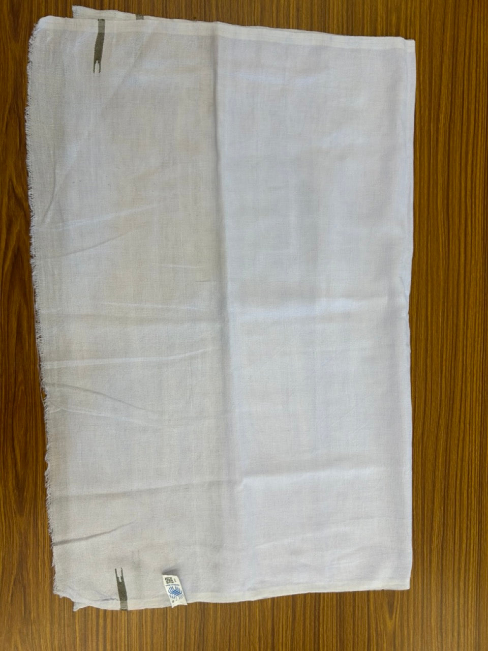 Kaitharikada - HANDLOOM Pure Cotton Kerala Towel - Thorthu - White Body & Olive Green Chutty Kara - 9 KK5198 ELA