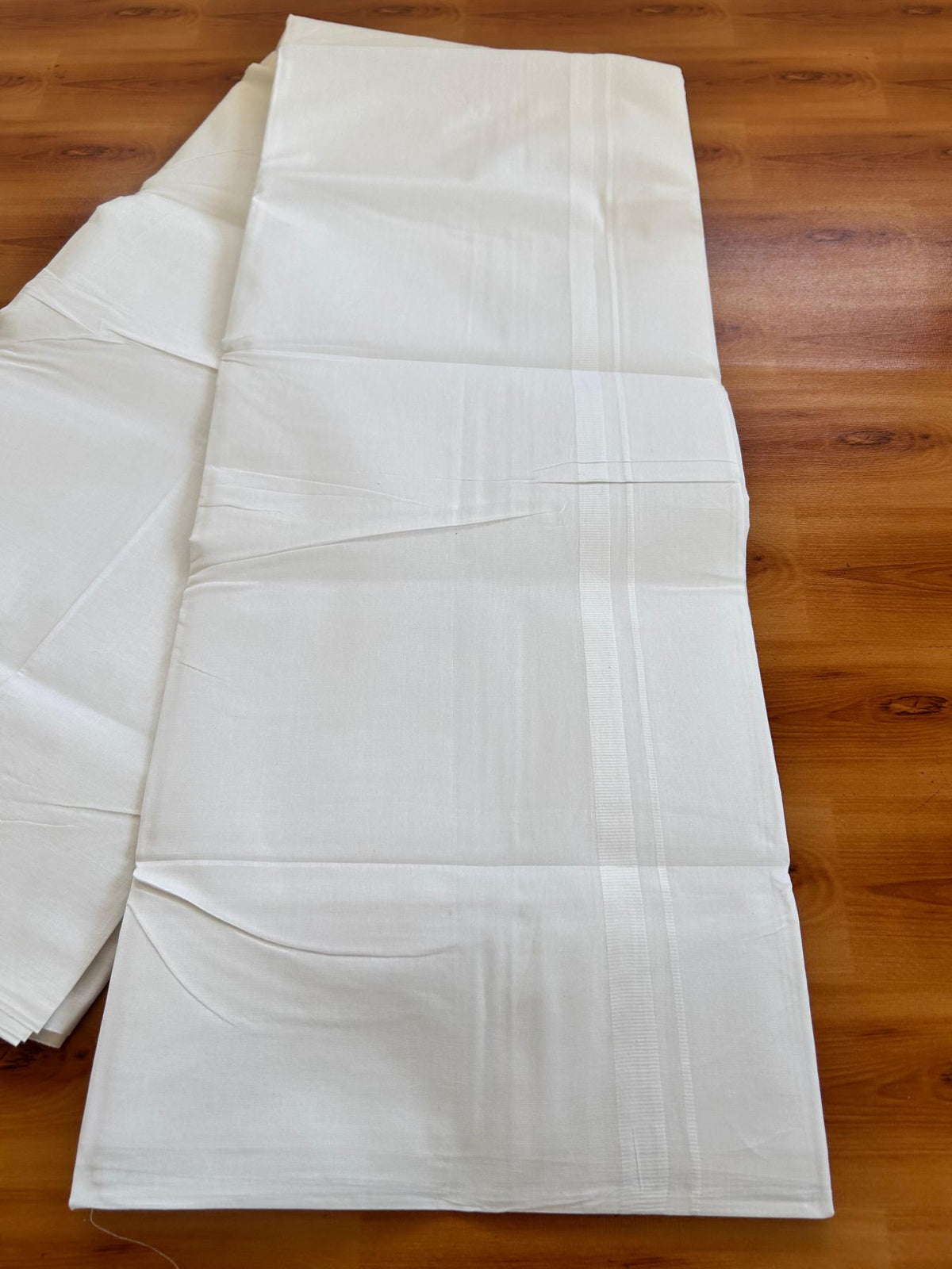 Double Pure White 25% Discount ! KaithariKada Handloom Millpaav - Kerala Handloom - 100% Pure Cotton - 80x90 - 1.5 cm White Kara 3.90 mtr (8.36 Muzham) - 44 KK5496 YAR