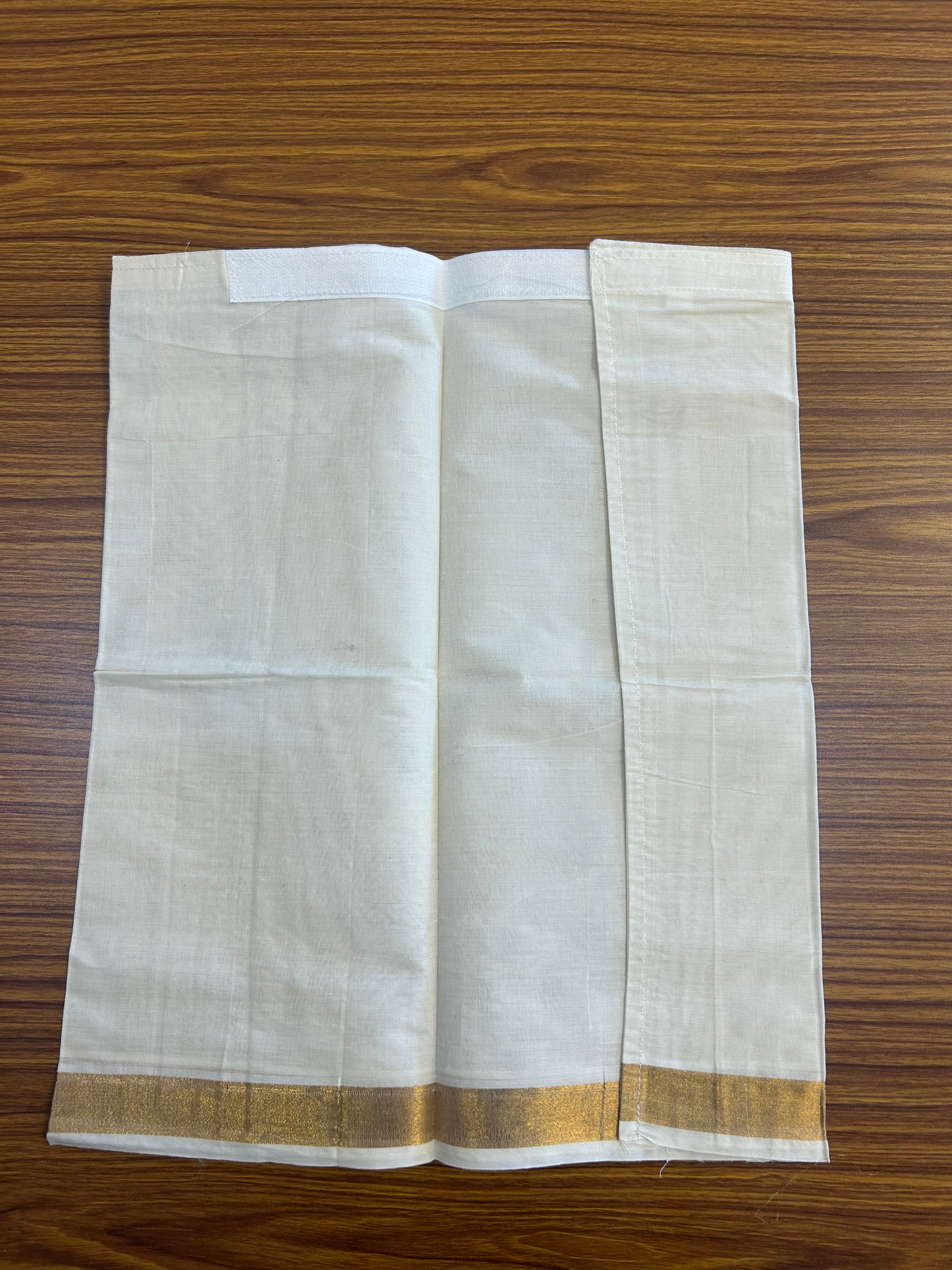 10% DISCOUNT !!! Kaitharikada -Traditional South Indian Kids 100% Pure Cotton Off white VELCRO Mundu Age 2 - 10KK515PMC