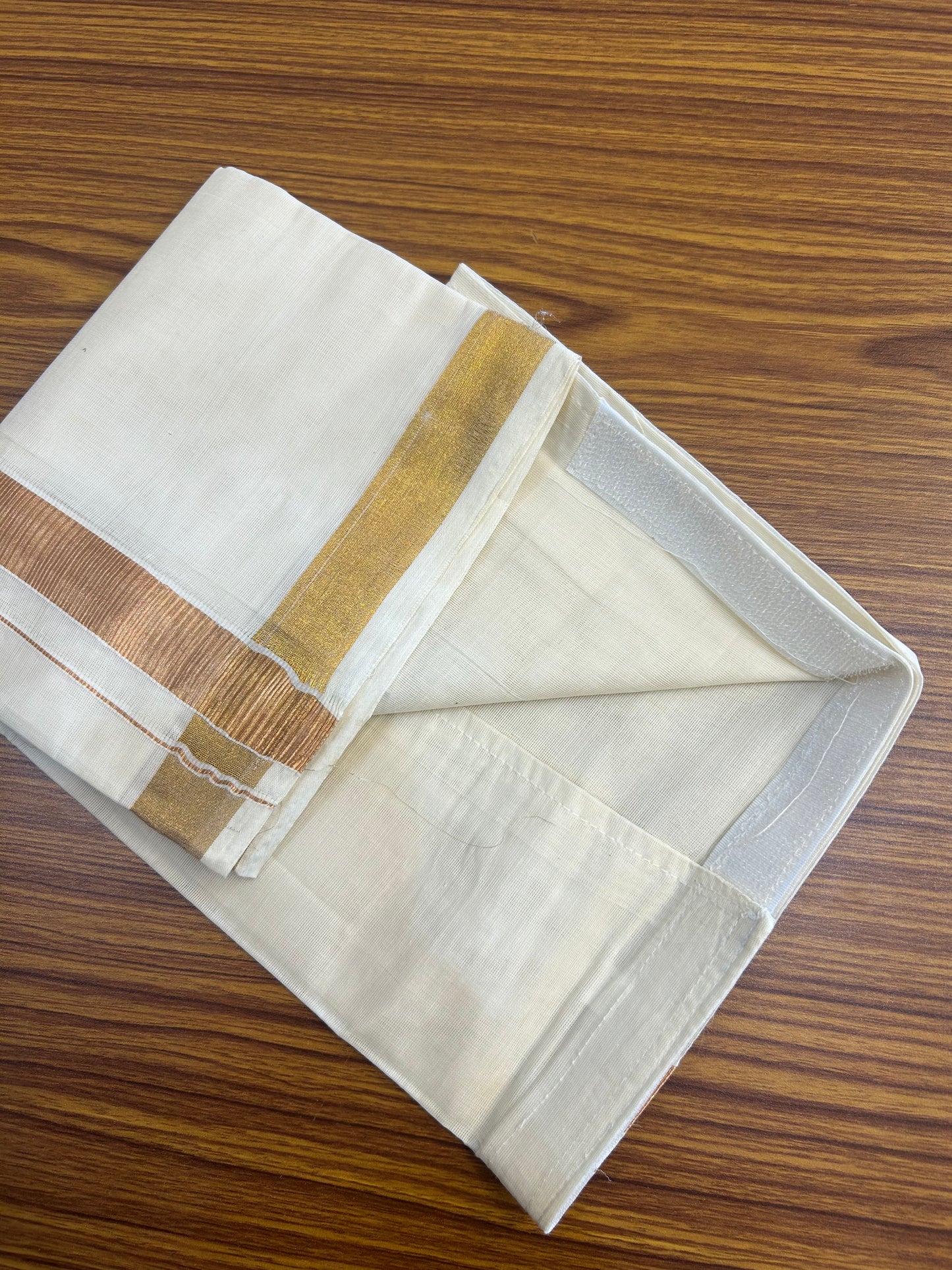 10% DISCOUNT !!! Kaitharikada -Traditional South Indian Kids 100% Pure Cotton Off white VELCRO Mundu Age 2 - 10KK515PMC