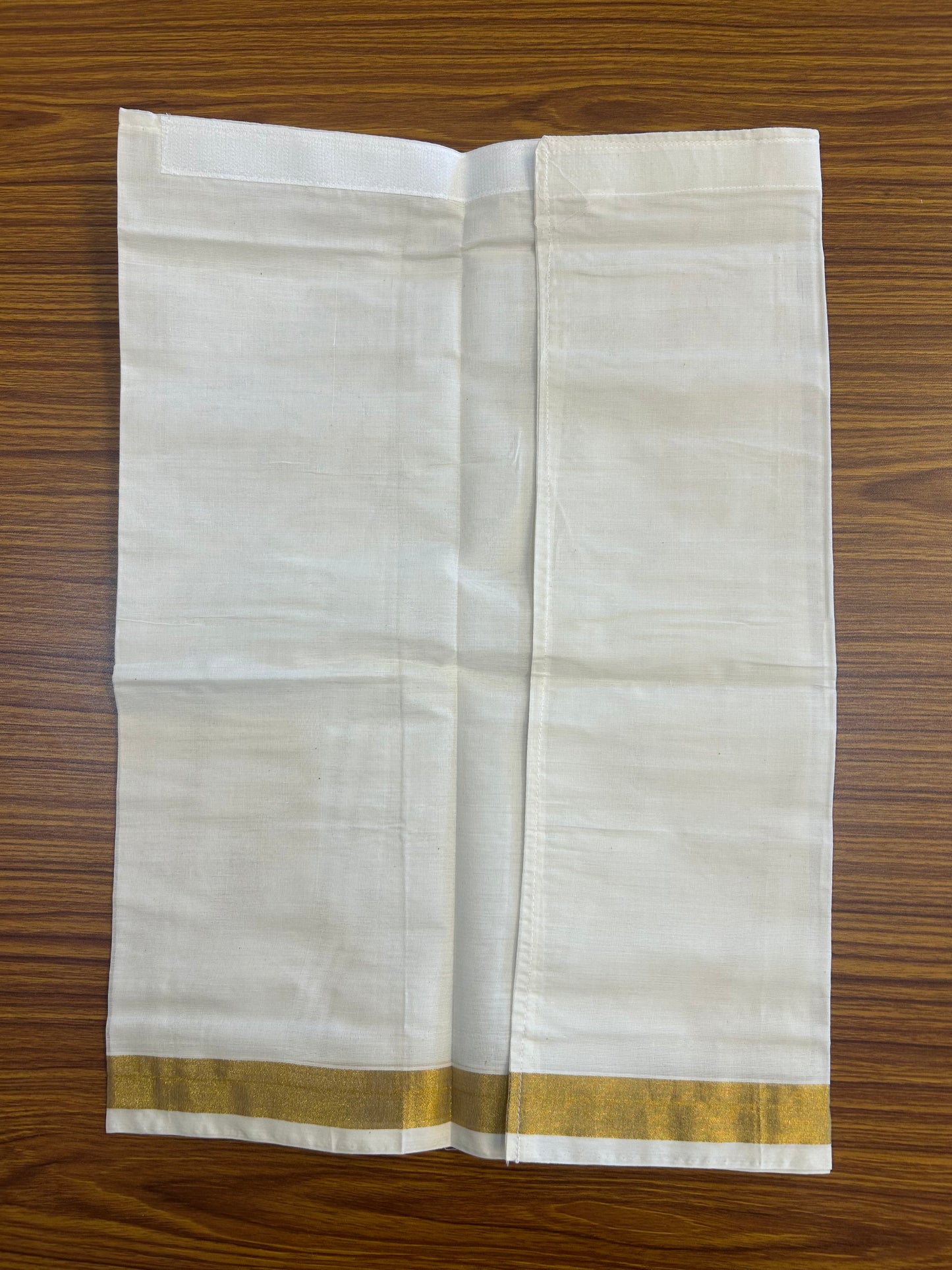 10% DISCOUNT !!! Kaitharikada -Traditional South Indian Kids 100% Pure Cotton Off white VELCRO Mundu Age 3 - 11KK515PMC