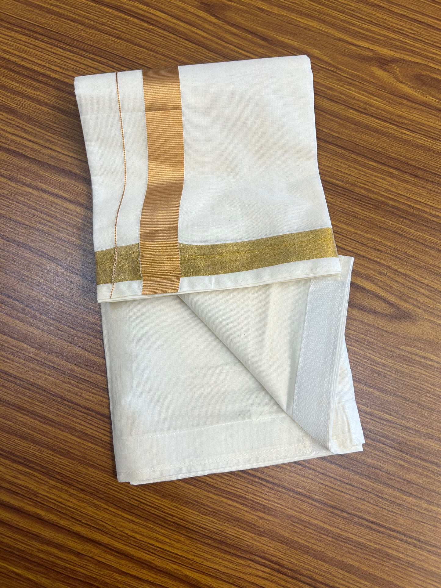 10% DISCOUNT !!! Kaitharikada -Traditional South Indian Kids 100% Pure Cotton Off white VELCRO Mundu Age 3 - 11KK515PMC