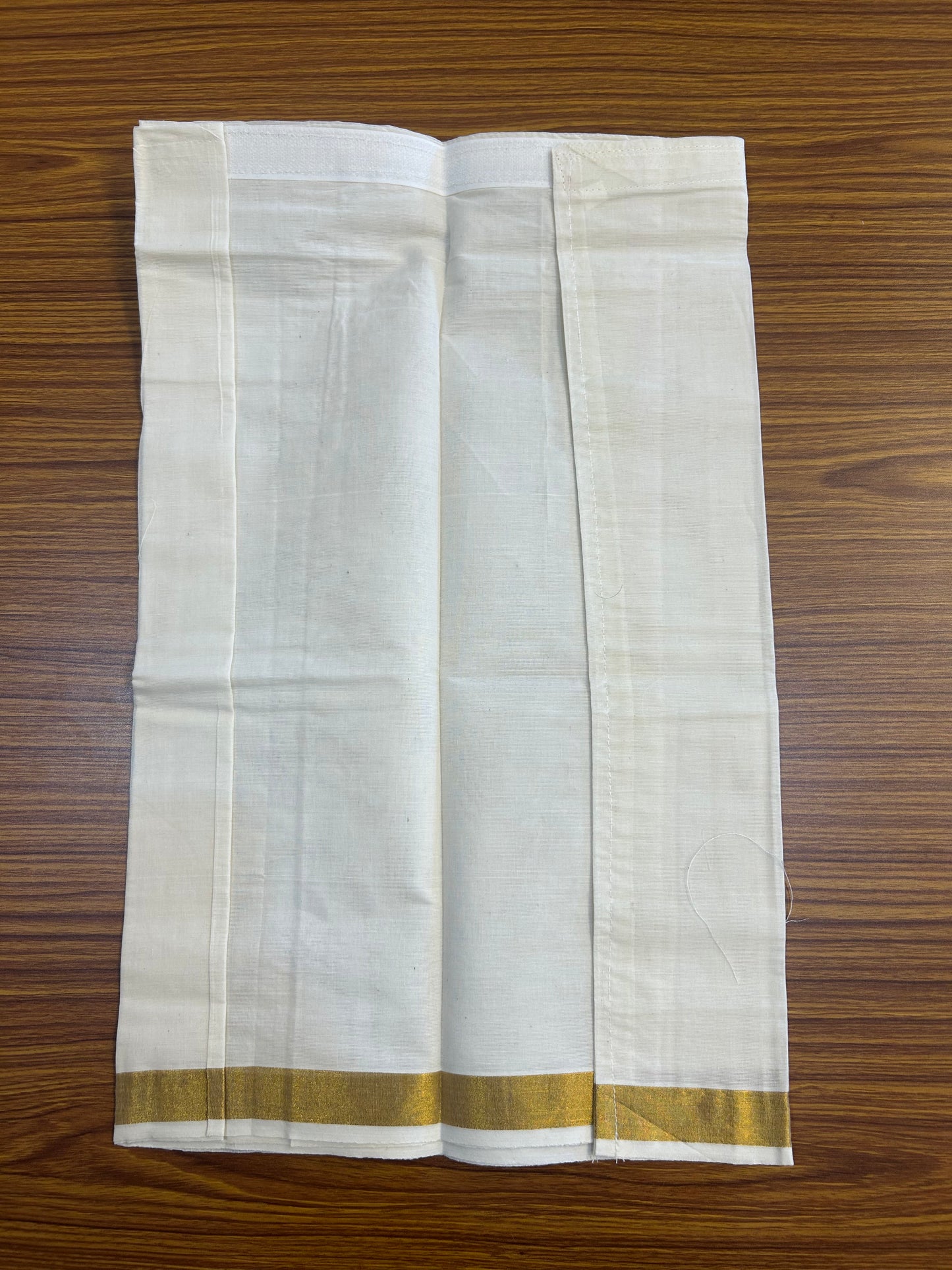 10% DISCOUNT !!! Kaitharikada -Traditional South Indian Kids 100% Pure Cotton Off white VELCRO Mundu Age 4 - 12KK515PMC