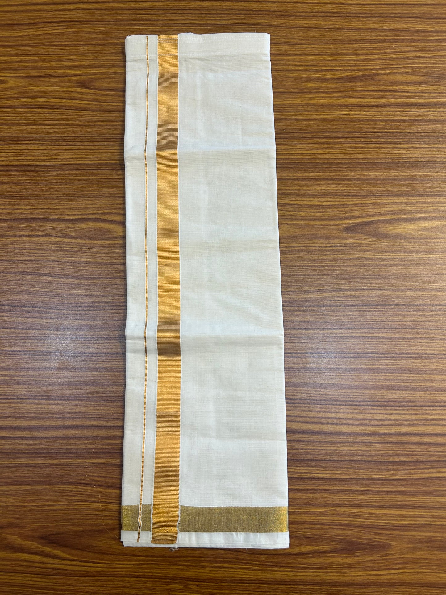 10% DISCOUNT !!! Kaitharikada -Traditional South Indian Kids 100% Pure Cotton Off white VELCRO Mundu Age 5 - 13KK515PMC
