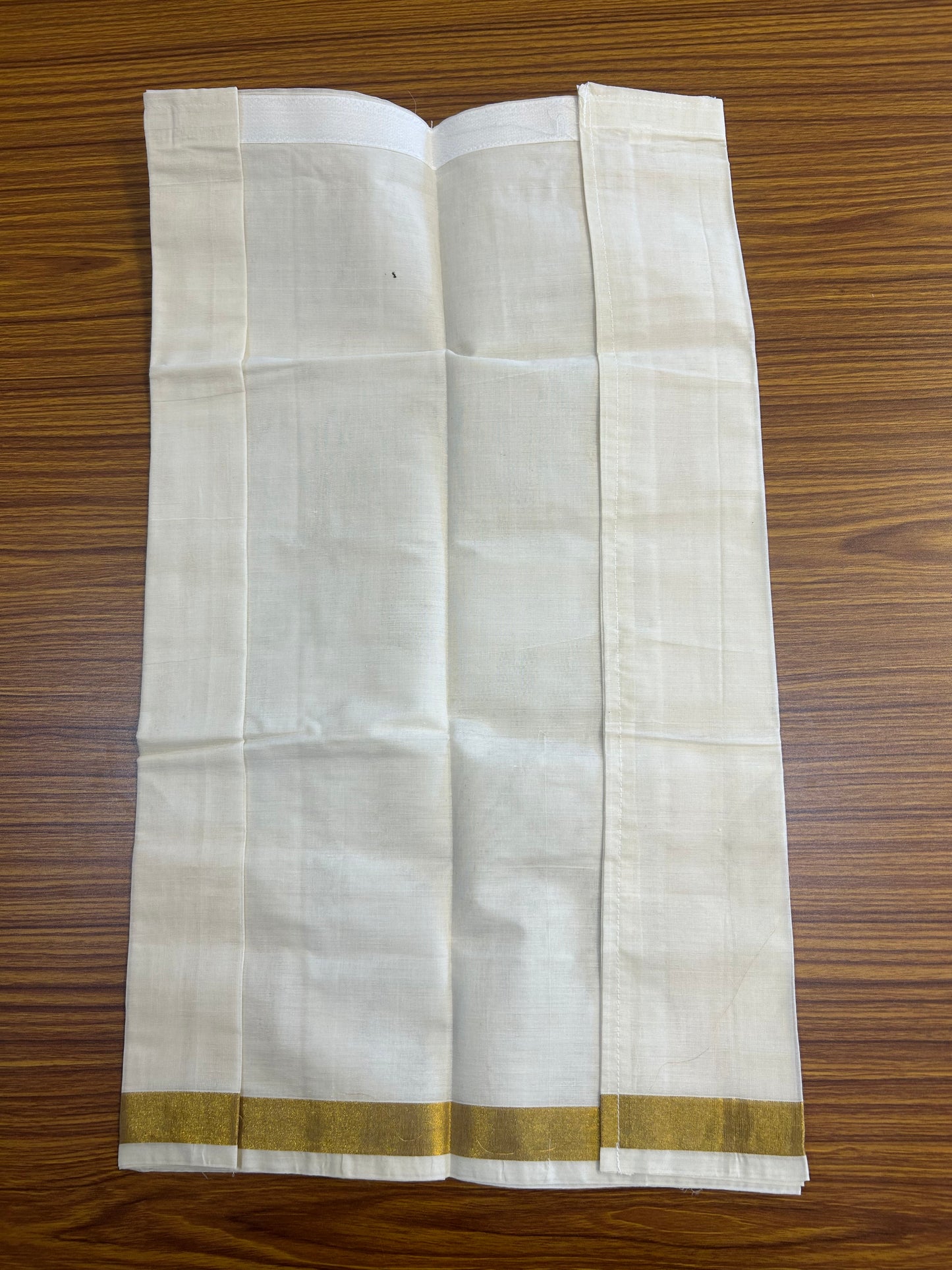 10% DISCOUNT !!! Kaitharikada -Traditional South Indian Kids 100% Pure Cotton Off white VELCRO Mundu Age 5 - 13KK515PMC