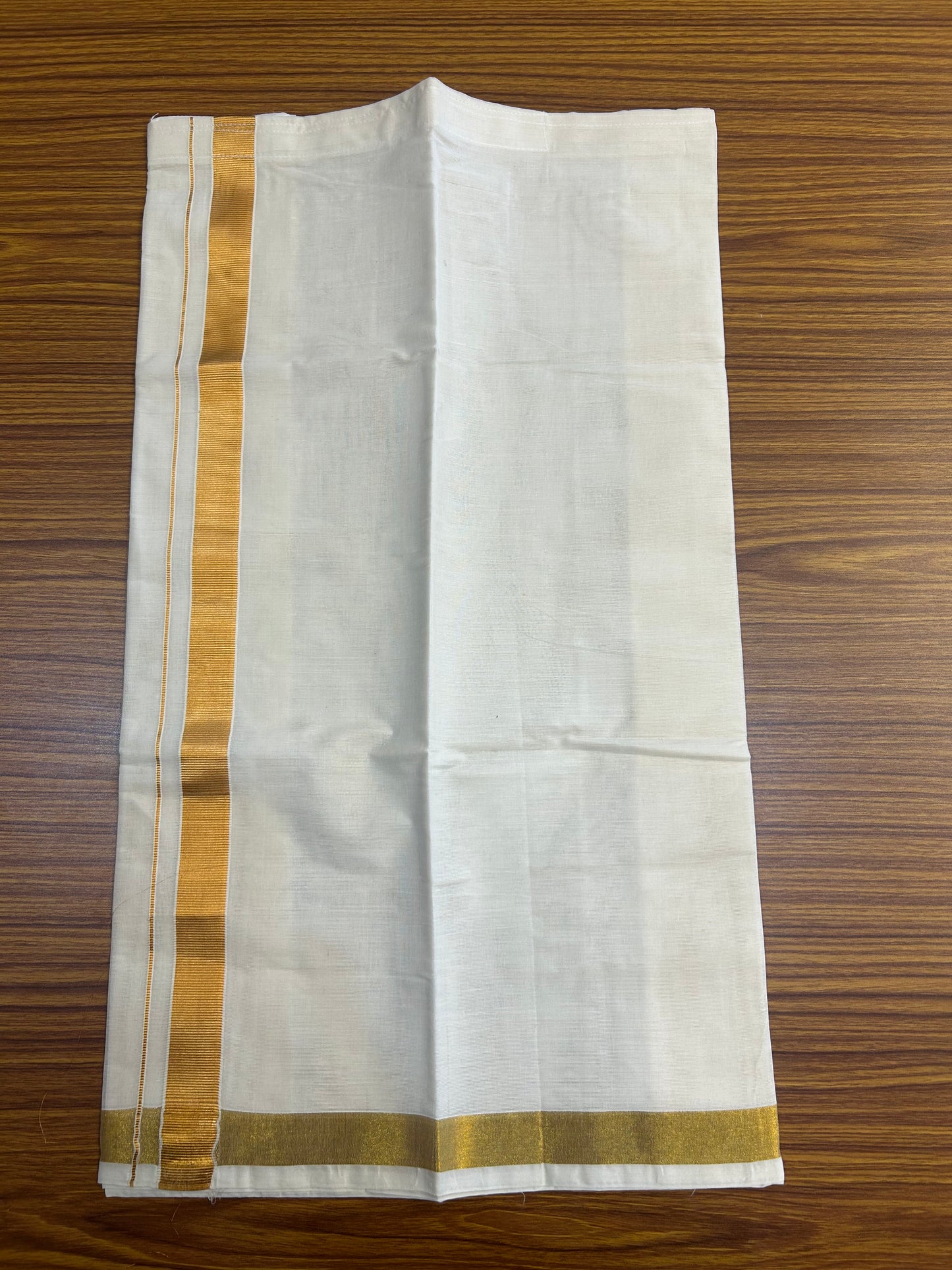 10% DISCOUNT !!! Kaitharikada -Traditional South Indian Kids 100% Pure Cotton Off white VELCRO Mundu Age 5 - 13KK515PMC