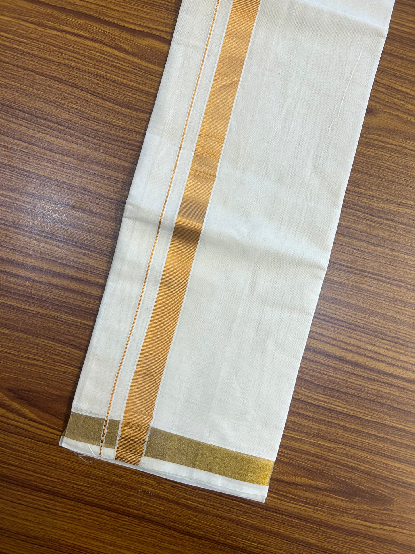 10% DISCOUNT !!! Kaitharikada -Traditional South Indian Kids 100% Pure Cotton Off white VELCRO Mundu Age 7 - 15KK515PMC