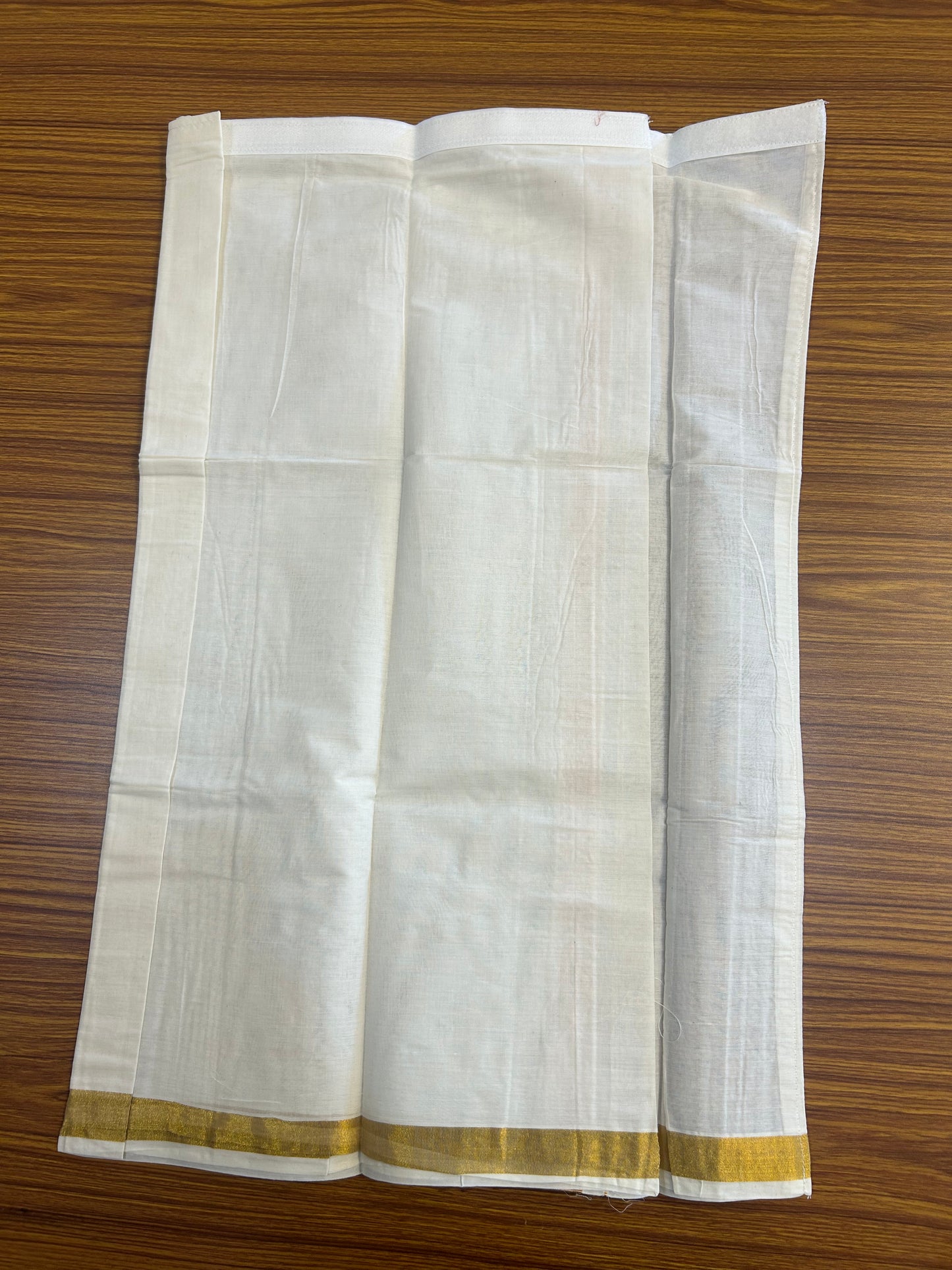 10% DISCOUNT !!! Kaitharikada -Traditional South Indian Kids 100% Pure Cotton Off white VELCRO Mundu Age 7 - 15KK515PMC
