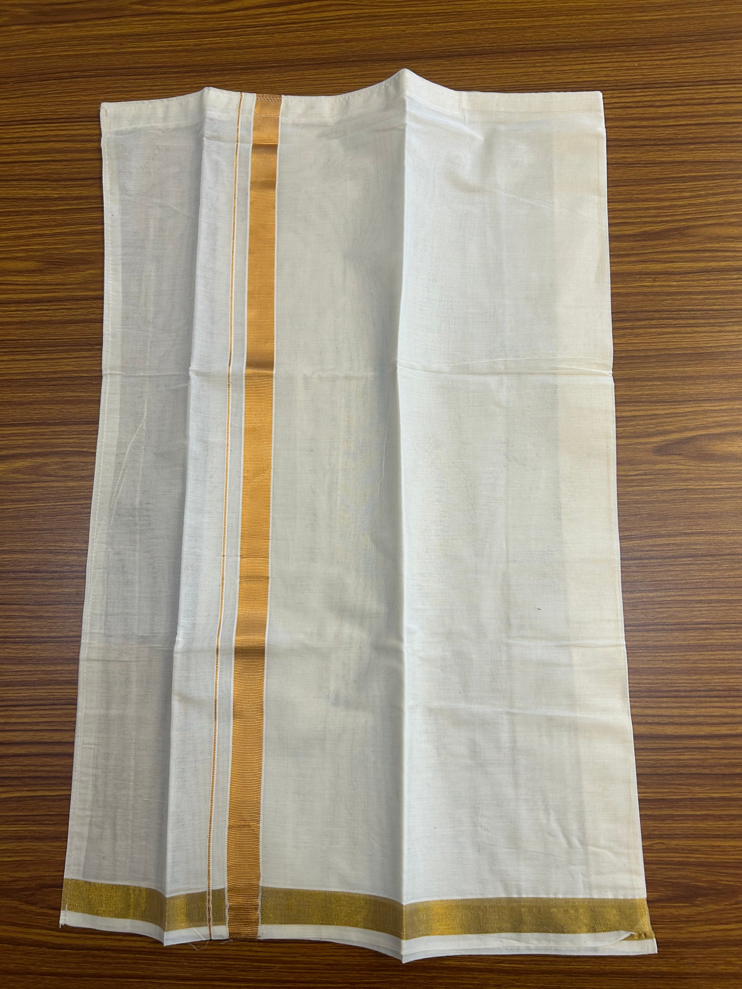 10% Discount !!! Kaitharikada -Traditional South Indian Kids 100% Pure Cotton Off white Velcro Mundu Age 7 - 15KK515PMC