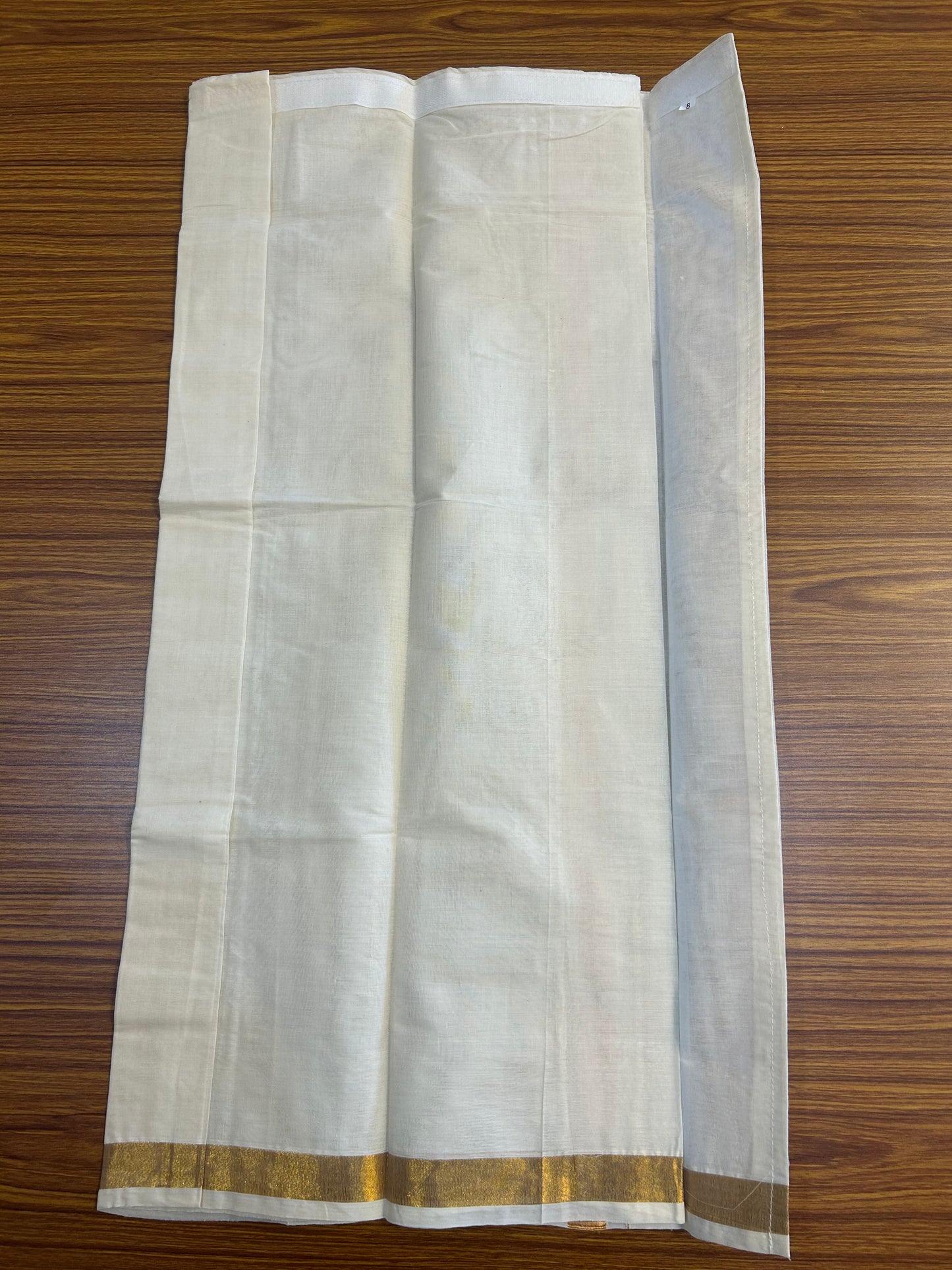 10% DISCOUNT !!! Kaitharikada -Traditional South Indian Kids 100% Pure Cotton Off white VELCRO Mundu Age 6 - 14KK515PMC