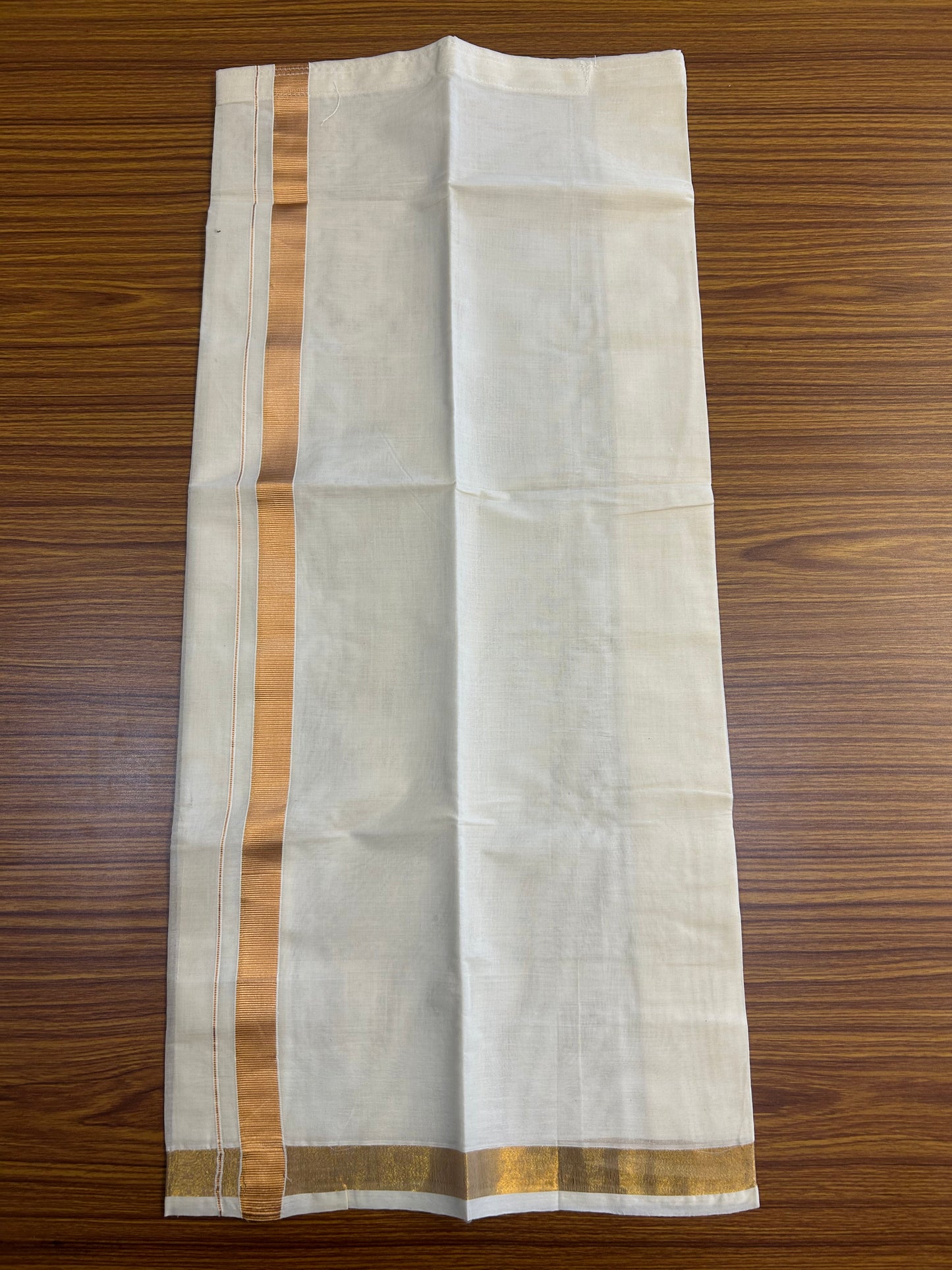 10% Discount !!! Kaitharikada - Traditional South Indian Kids 100% Pure Cotton Off white Velcro Mundu Age 8 - 16KK515PMC