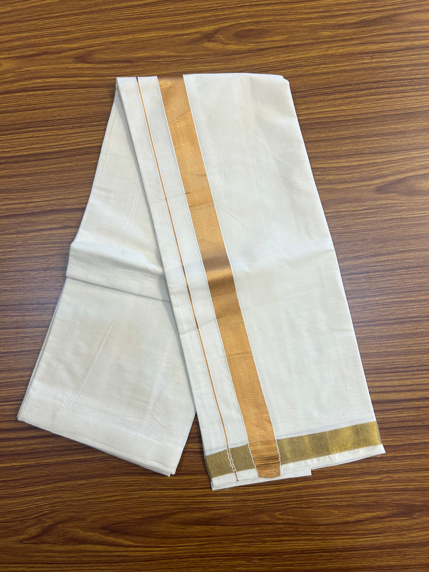 10% DISCOUNT !!! Kaitharikada -Traditional South Indian Kids 100% Pure Cotton Off white VELCRO Mundu Age 10 - 18KK515PMC