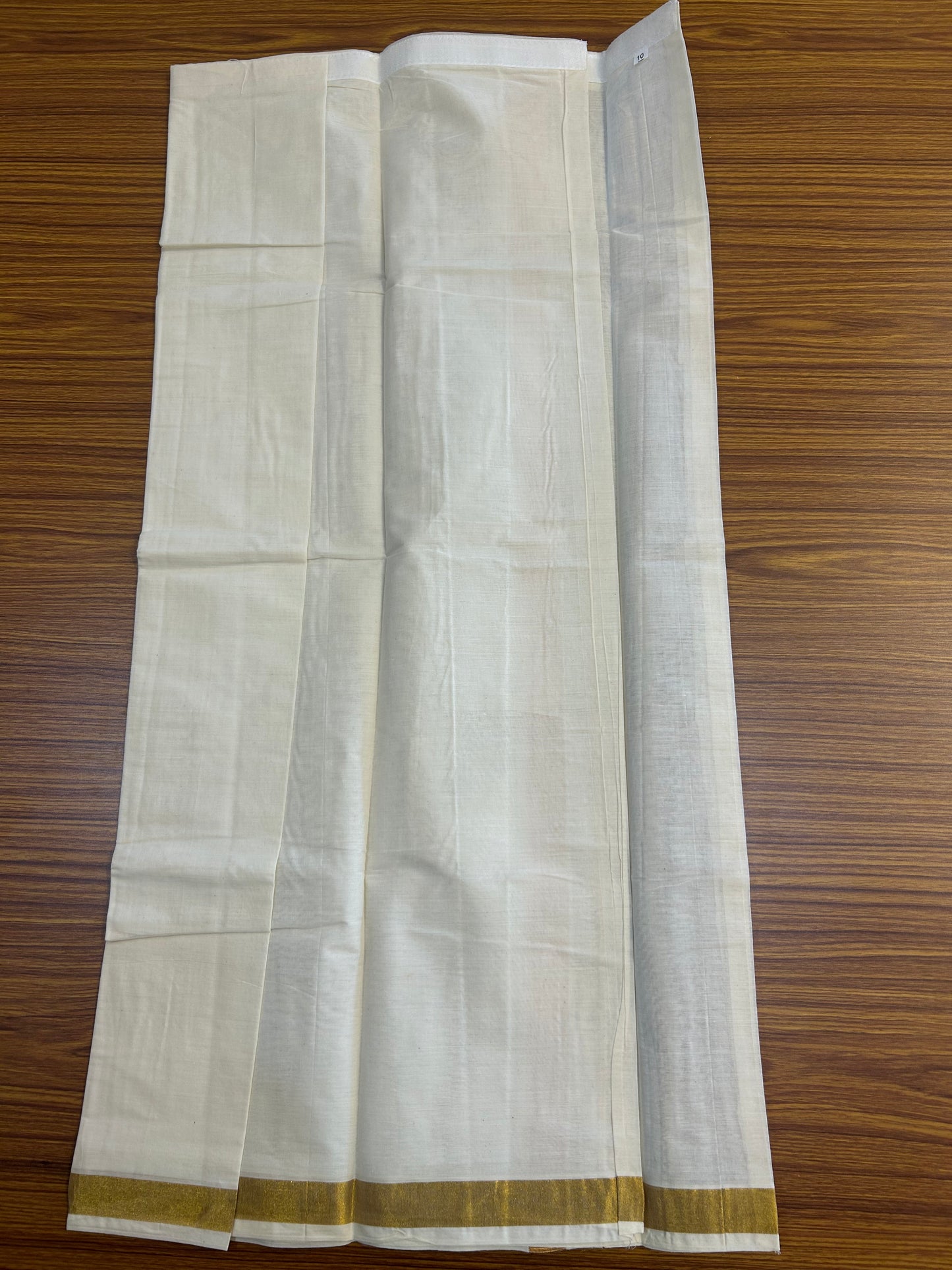 10% DISCOUNT !!! Kaitharikada -Traditional South Indian Kids 100% Pure Cotton Off white VELCRO Mundu Age 10 - 18KK515PMC