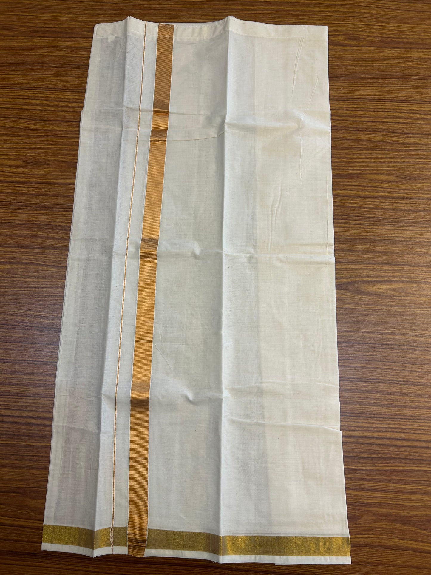 10% Discount !!! Kaitharikada - Traditional South Indian Kids 100% Pure Cotton Off white Velcro Mundu Age 10 - 18KK515PMC