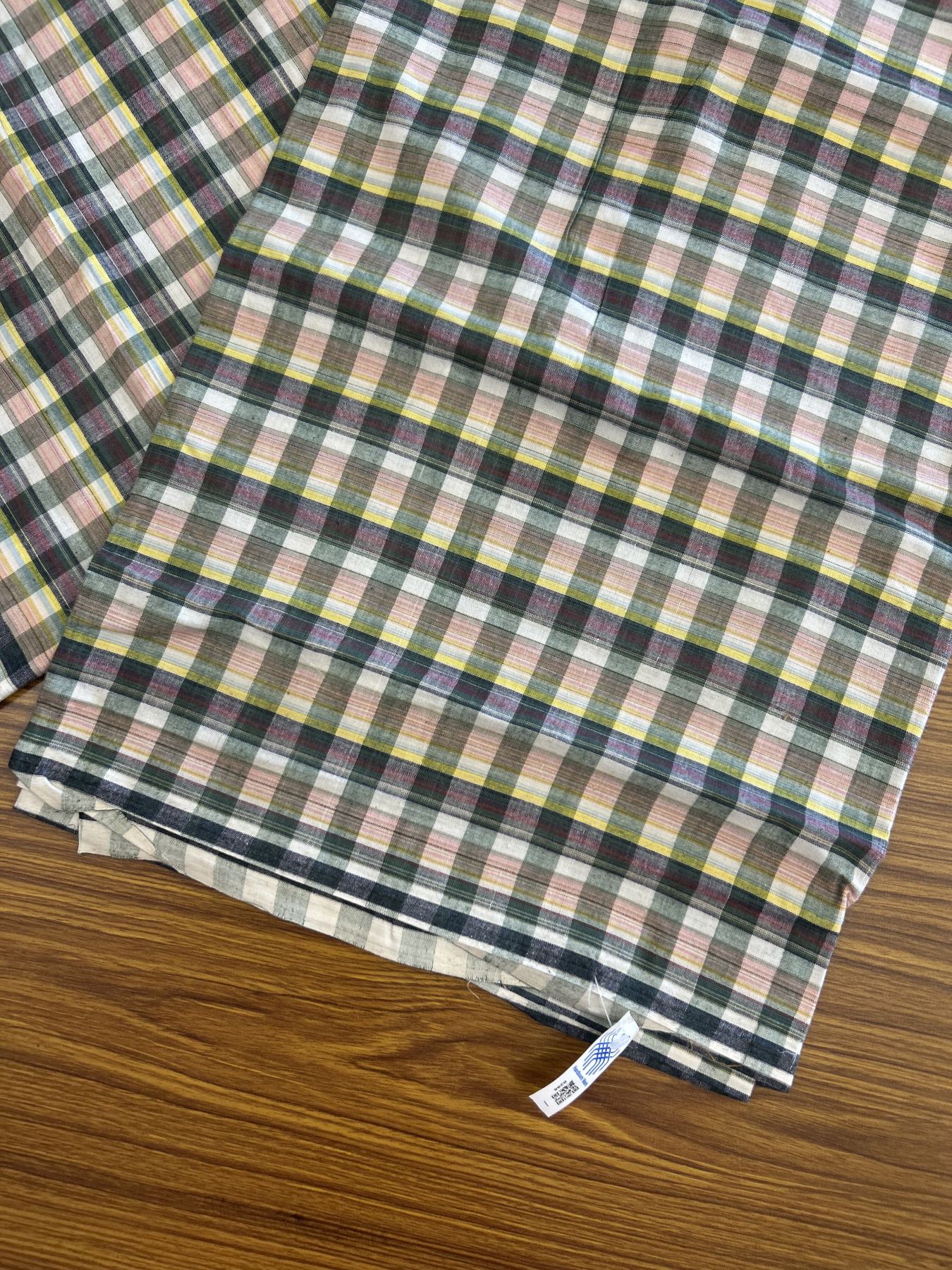 Kerala Handloom - Signature Kaitharikada - Government Sealed Hallmarked - 100% Pure Cotton - 2/60X40s Twisted Thread - Handloom Single Mundu/Dhoti - Olive Green & Peach check Body - 2.64 mtr - 64 KK8046 KAL