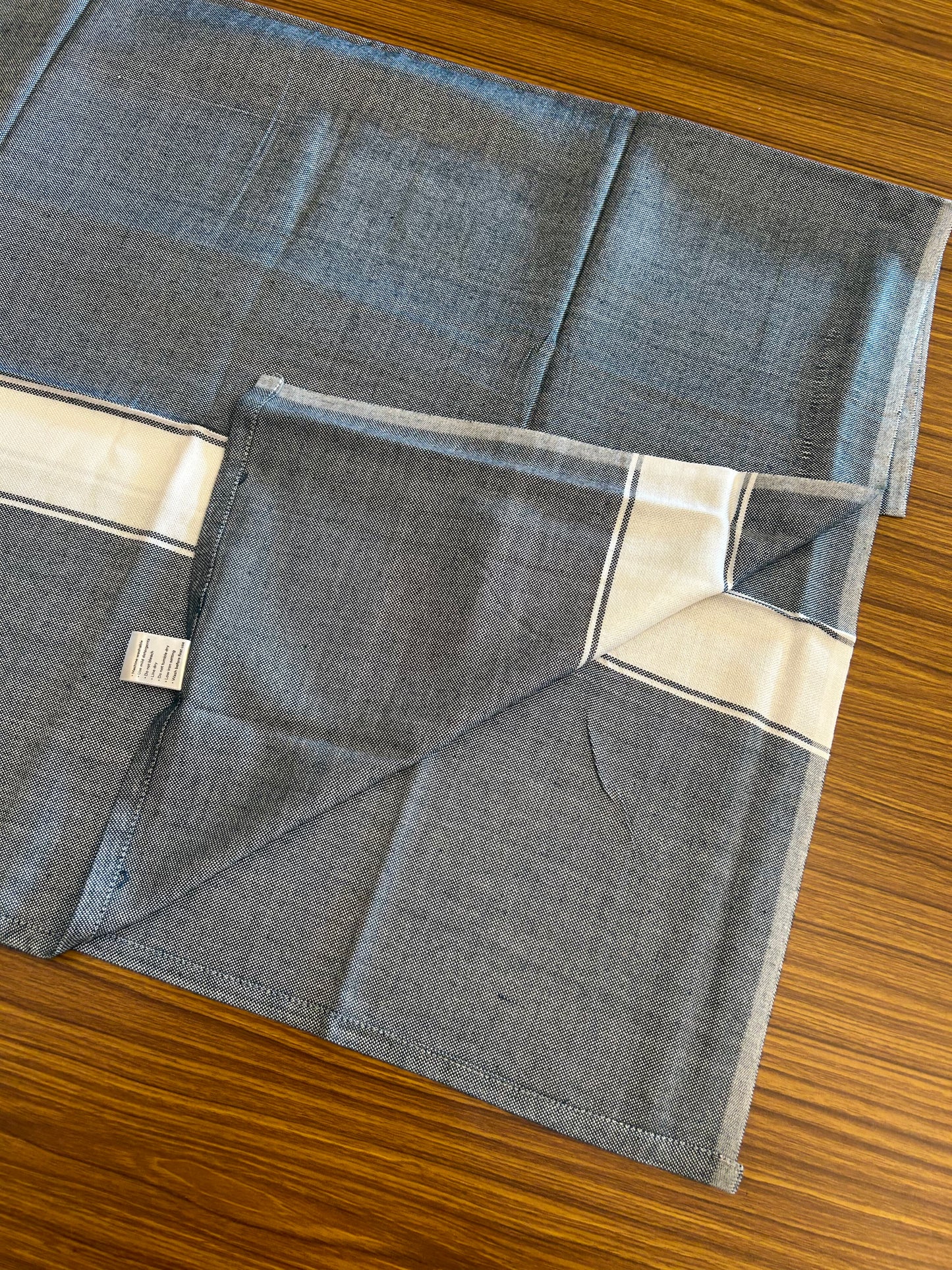 Bamboo Towel - Kaitharikada - 2.75 inch Pure Bamboo - White Striped Border with Peacock Blue Colour Body - 1.61 X 79 cm - 1 KK51201 MR