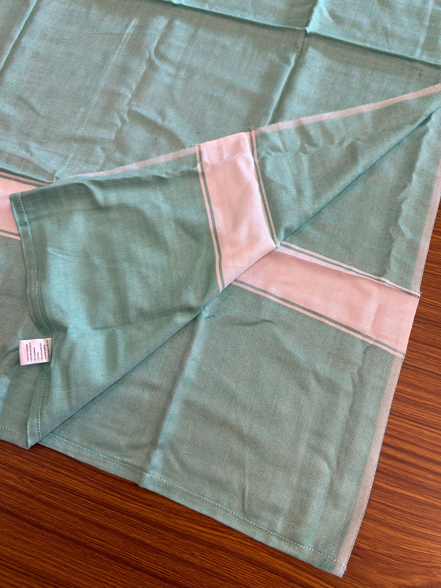 Bamboo Towel - Kaitharikada - 2.75 inch Pure Bamboo - White Striped Border with Greenish Turquoise Colour Body - 1.61 X 79 cm - 9 KK51201 MR