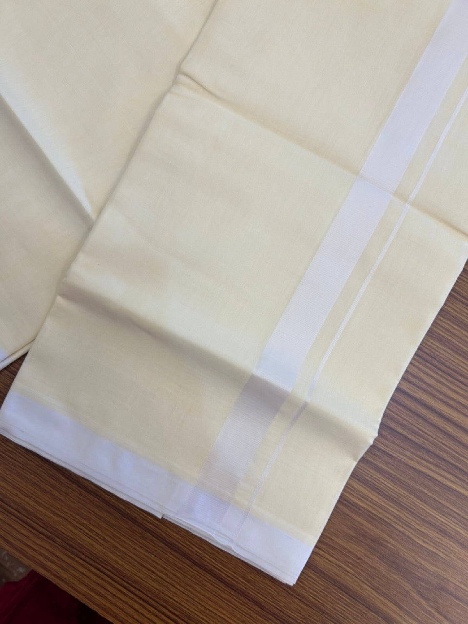 Kannur Yellow Dhoti - 31% Discount! KaithariKada Balaramapuram Double Mundu/Dhoti - 80x60 - 50% Cotton & 50% Polyester - Kannur Yellow colour Body White shaded Kara - 4 mtr - 6 KK5276 VAS