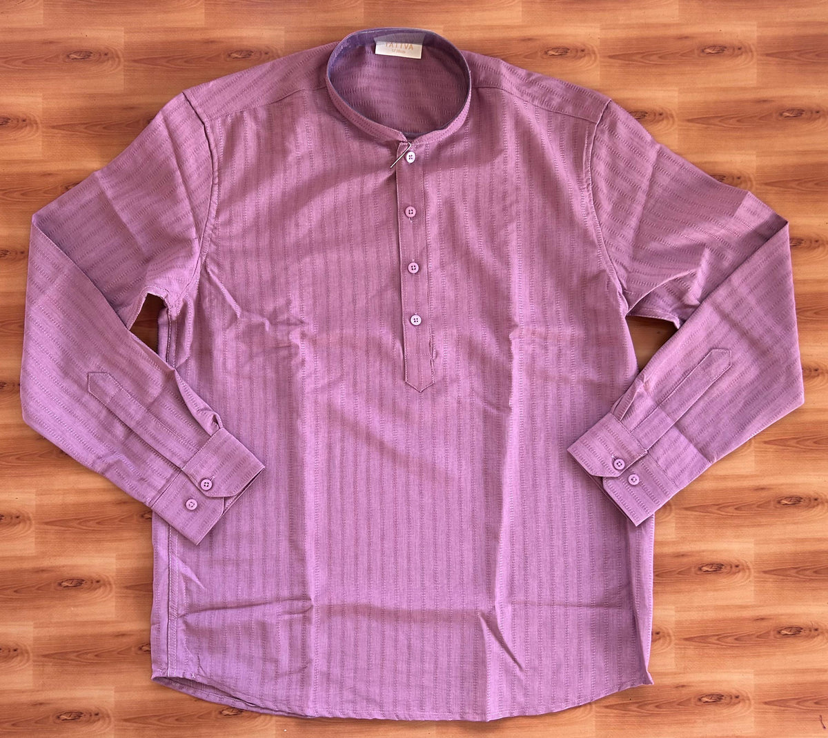 Short Kurtha Mixed cotton - Full Sleeve - KaithariKada - Dusty Pink Design Body - 8 KK9000 DTF