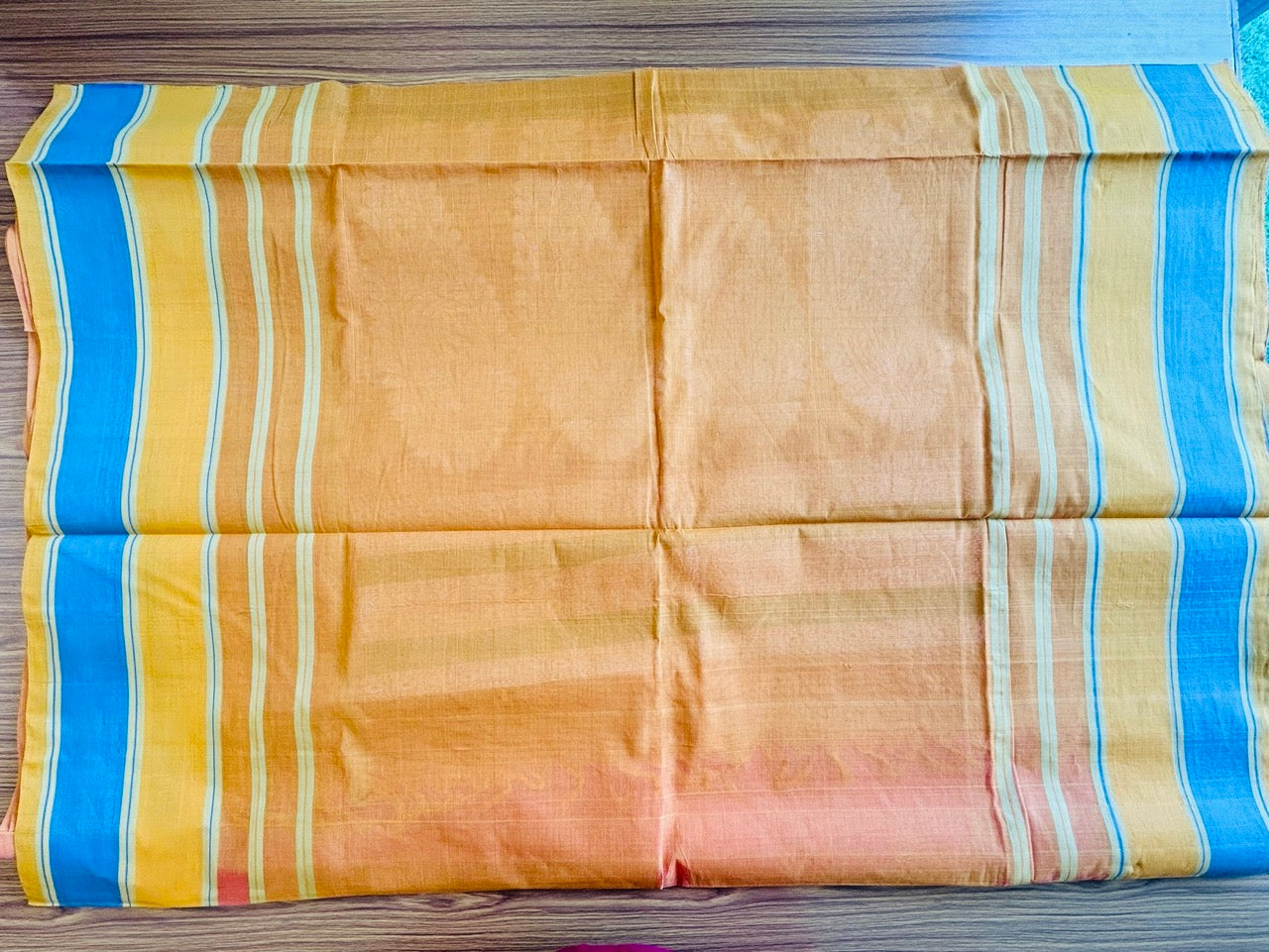 KaithariKada - Handloom Unakkupaav Balaramapuram Saree - 100% Pure Cotton - Orange, Blue & Pink Design - 6KK1003VH