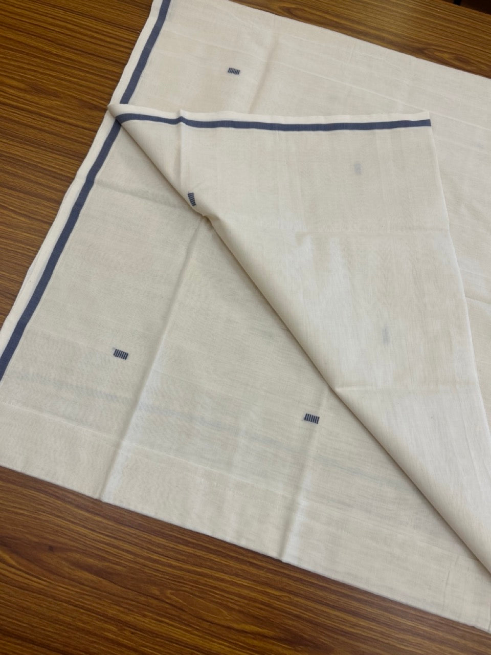 25% Discount KaithariKada Handloom Unakkupaav Balaramapuram Kerala Saree for Women- 100% PURE COTTON - Puliyilakkara Gold Kasav & Ash Blue Chutty KARA - 3 KK7154 UDA