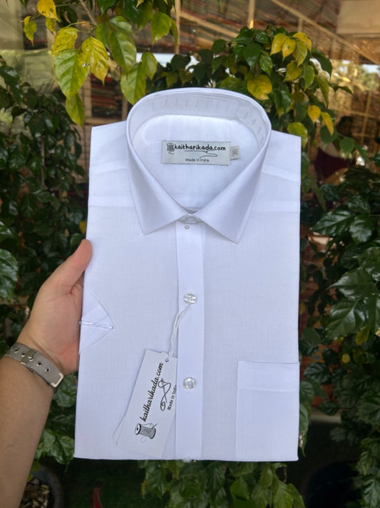 White Shirt - Full Sleeve - 100% Pure Cotton Mercerised -  Kaitharikada Original - Politician Type - 3KK1001S