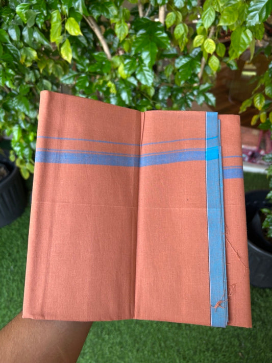 10% Discount!!! Kaitharikada - Pure Cotton  - Single Kaily / Lungi - 0.5 inch Blue Kara with Kavi colour body (2 meter / 4 muzham) - 11KK8024 GAN