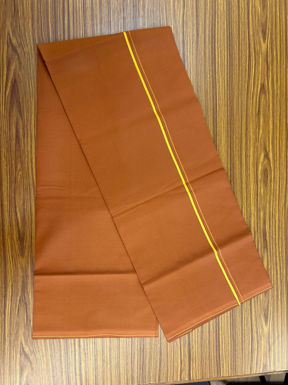 16% Discount!!! Kaitharikada Pure Cotton - Single Kaily / Lungi - 0.5 cm Yellow Kara with Kavi colour body (2 meter / 4 muzham) - 8KK8024 GAN