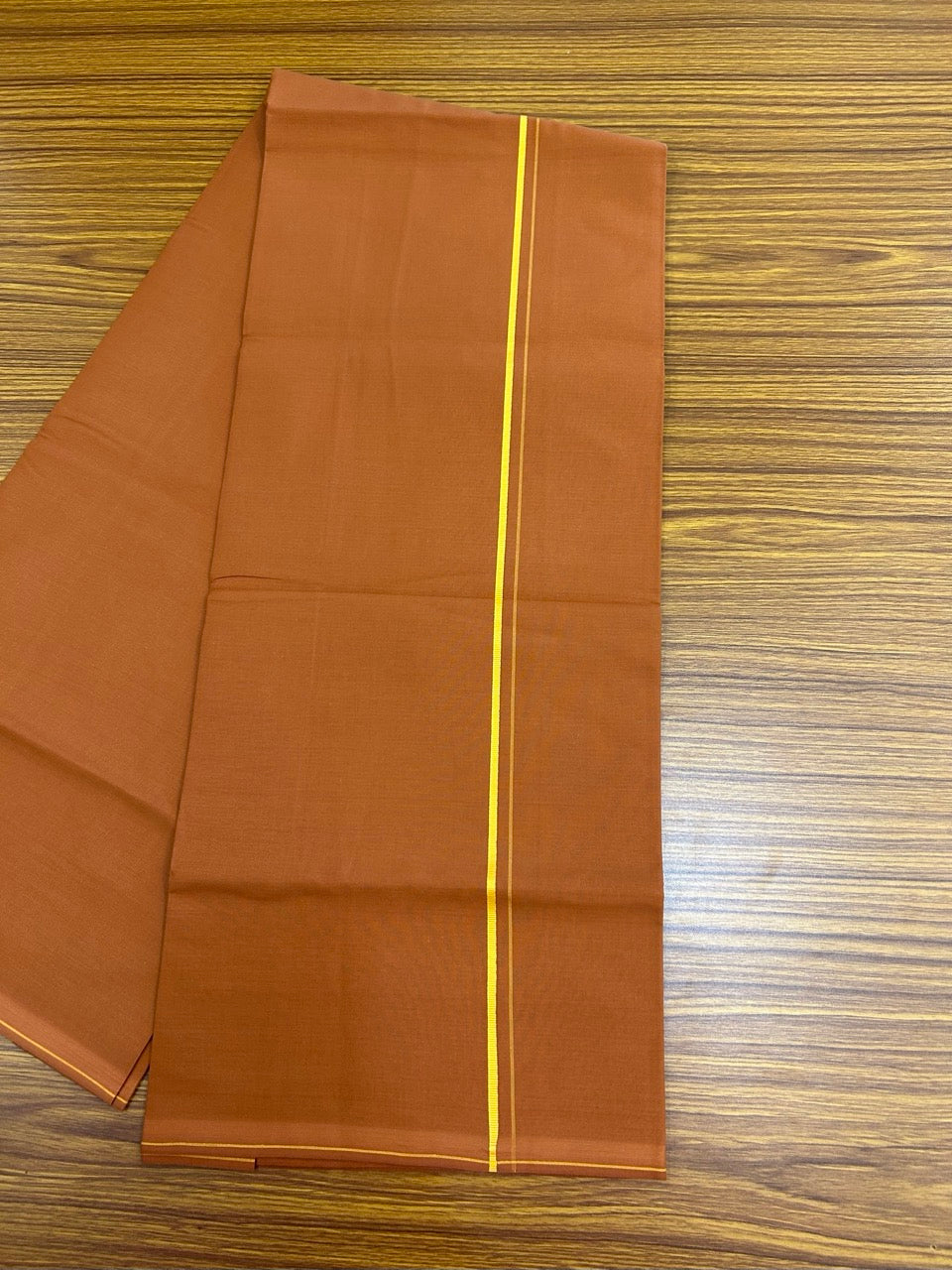 16% Discount!!! Kaitharikada Pure Cotton - Single Kaily / Lungi - 0.5 cm Yellow Kara with Kavi colour body (2 meter / 4 muzham) - 8KK8024 GAN