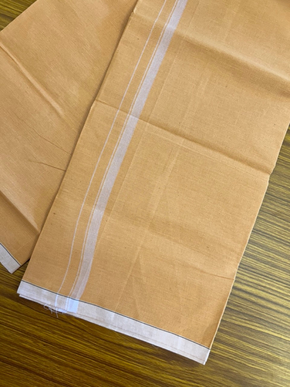 10% Discount!!! Kaitharikada Pure Cotton - Single Kaily / Lungi - 0.5 inch White Kara with Kavi colour body (2 meter / 4 muzham) - 9KK8024 GAN
