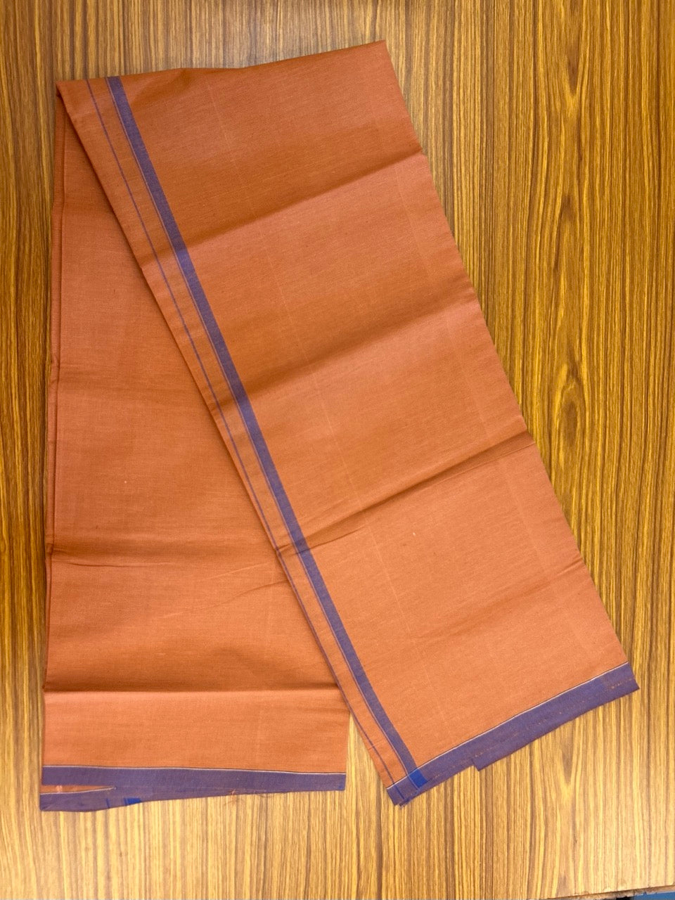 10% Discount!!! Kaitharikada - Pure Cotton - Single Kaily / Lungi - 0.5 inch Violet Kara with Kaavi colour body (2 meter / 4 muzham) - 28KK8024 GAN