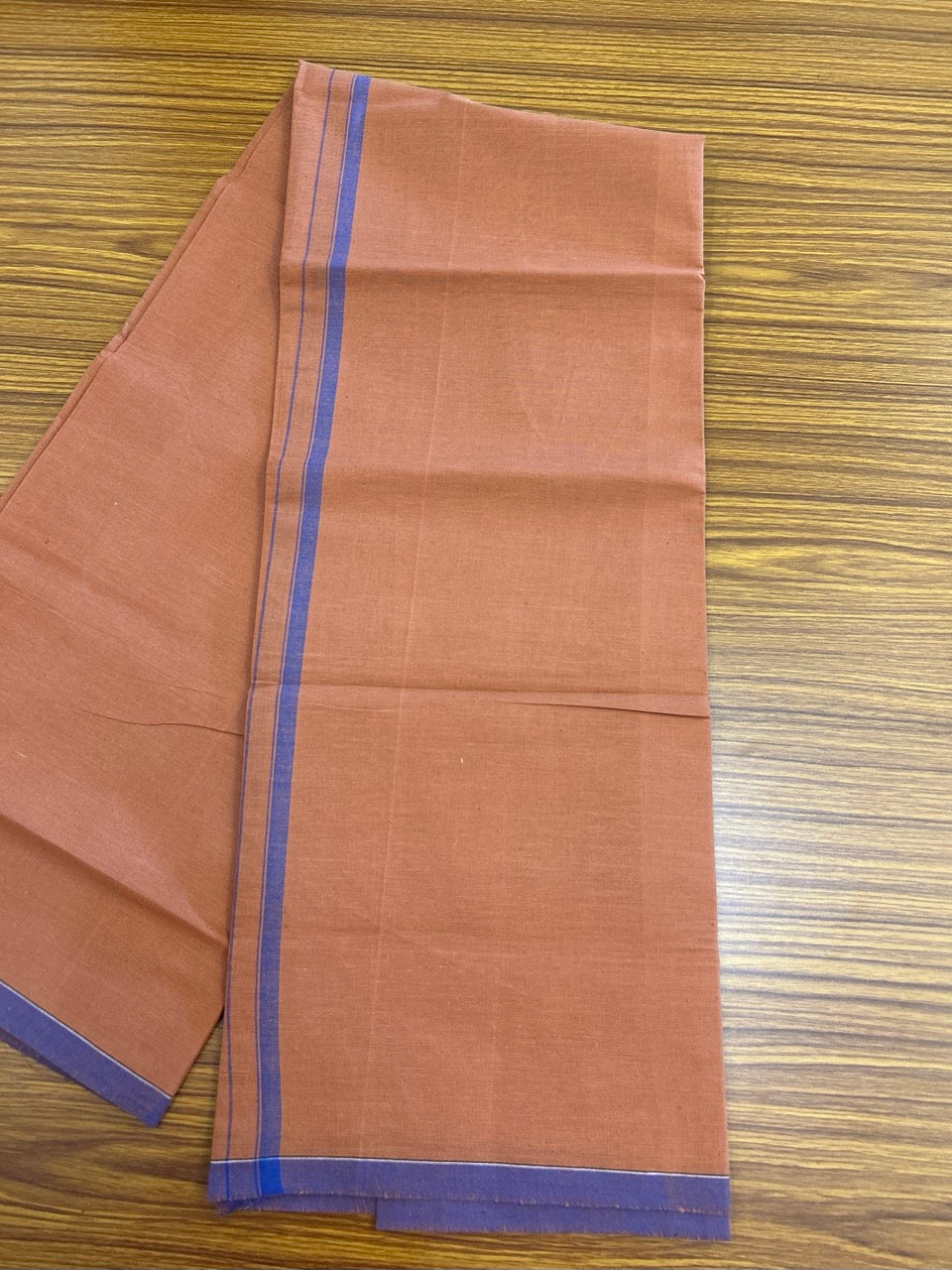 10% Discount!!! Kaitharikada - Pure Cotton - Single Kaily / Lungi - 0.5 inch Violet Kara with Kaavi colour body (2 meter / 4 muzham) - 28KK8024 GAN