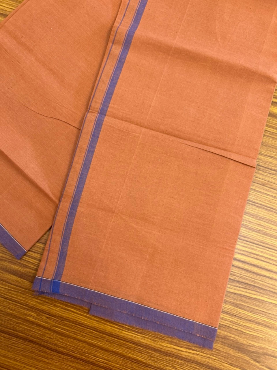 10% Discount!!! Kaitharikada - Pure Cotton - Single Kaily / Lungi - 0.5 inch Violet Kara with Kaavi colour body (2 meter / 4 muzham) - 28KK8024 GAN