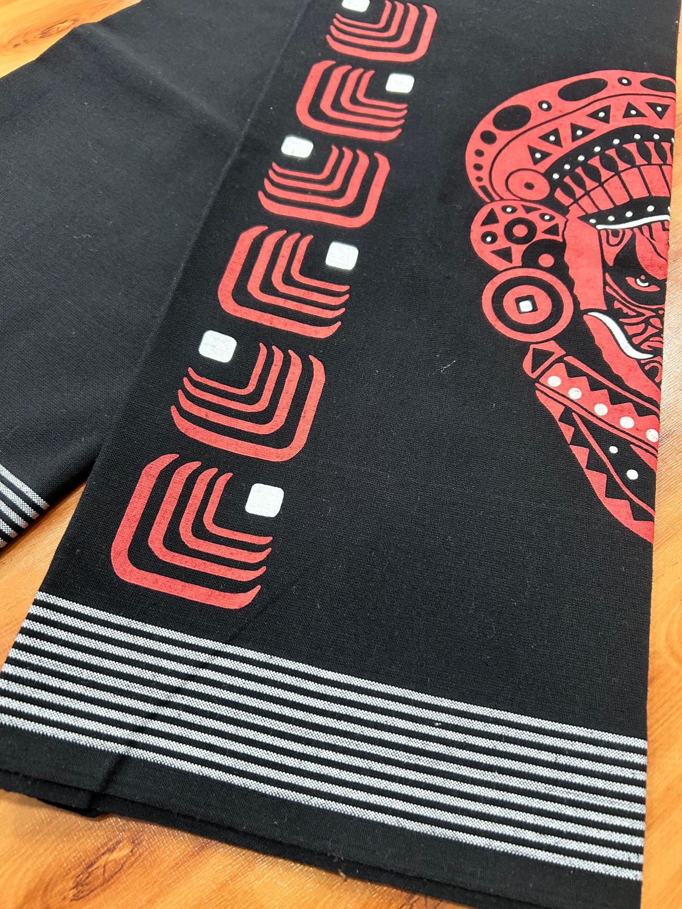 Single Kaily / Lungi - Mixed Cotton - 40s - Theyyam Design Printed 2.25 inch Kara with Black Colour Body (2 meter / 4 muzham) - 1 KK8071 GAN