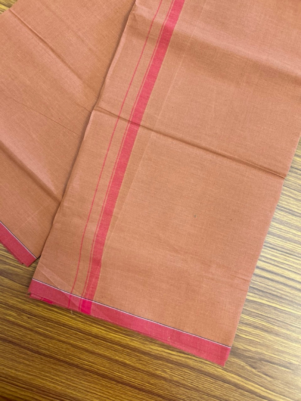 10% Discount!!! Kaitharikada - Pure Cotton - Single Kaily / Lungi - 0.5 inch Red Kara with Kaavi colour body (2 meter / 4 muzham) - 34KK8024 GAN