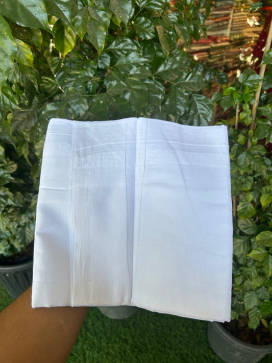 10% Discount!! KaithariKada Balaramapuram 100% Pure Cotton Double pure white - Mundu/Dhoti - 72X72 - 0.75 inch White Kara 3.60 mtr (8 Muzham) - 16 KK5298 SKM