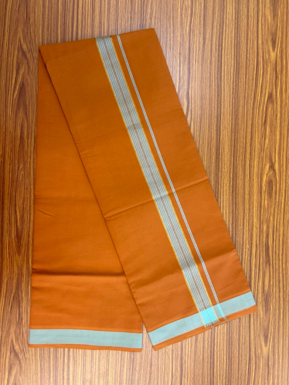 18% Discount!!! Kaitharikada Pure Cotton - Single Kaily / Lungi - 1.25 inch kasavu Blue green stripes Pattern kara with Kavi colour body (2 meter / 4 muzham) - 9KK8018GAN