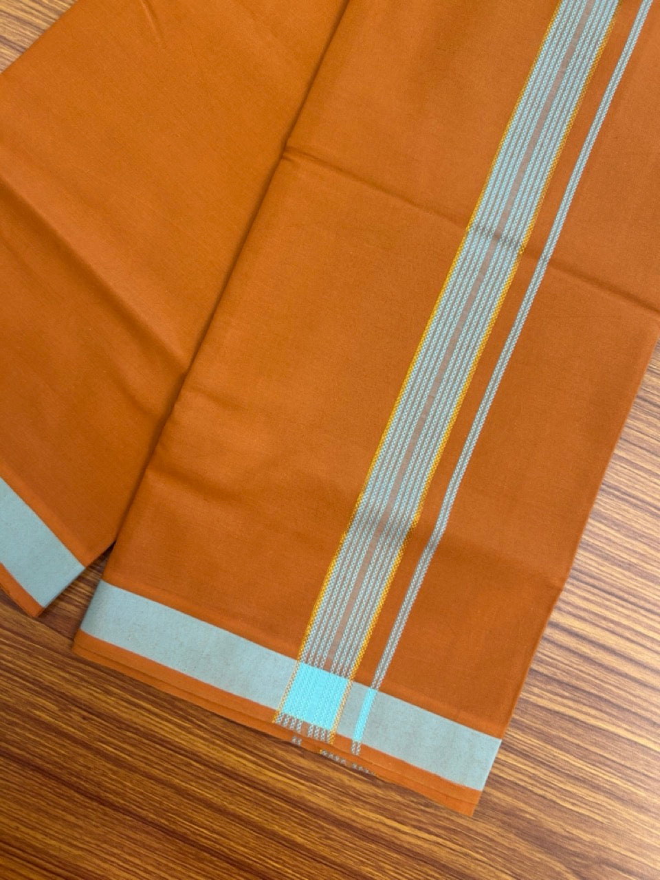 18% Discount!!! Kaitharikada Pure Cotton - Single Kaily / Lungi - 1.25 inch kasavu Blue green stripes Pattern kara with Kavi colour body (2 meter / 4 muzham) - 9KK8018GAN