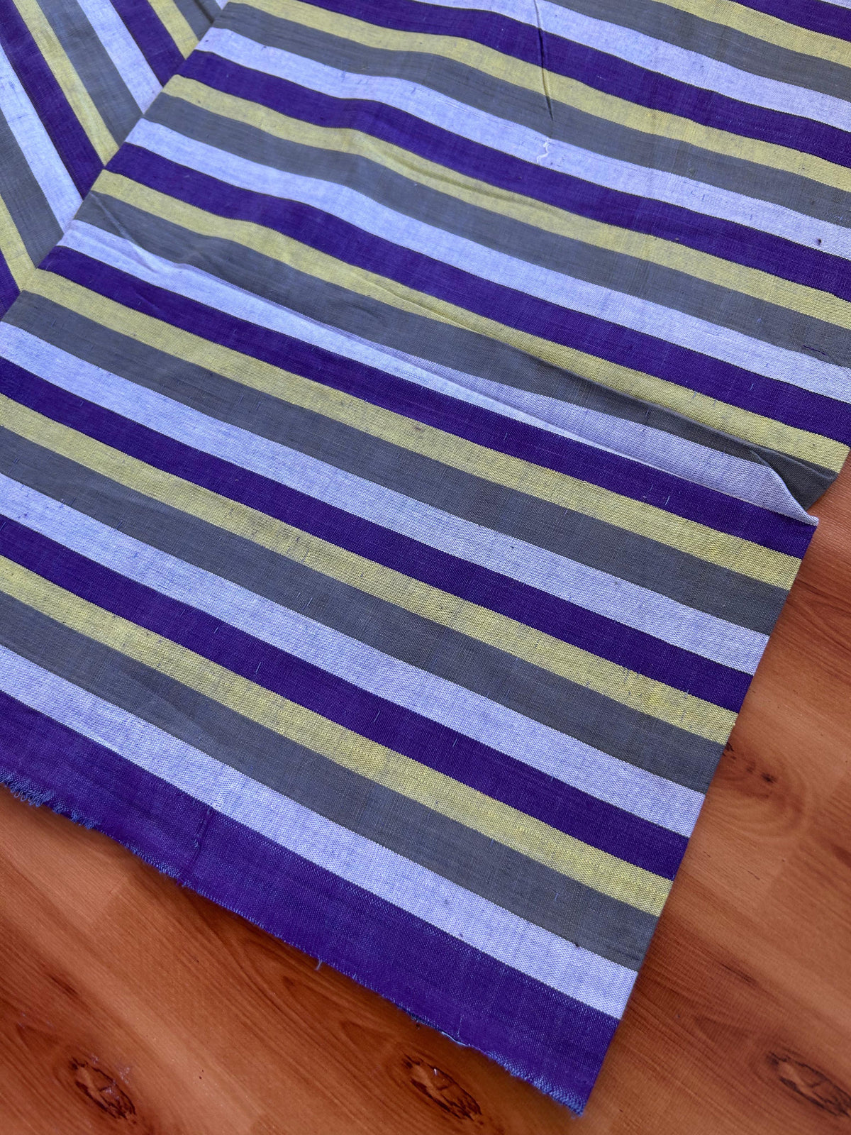 Handloom Bedsheet - Pure Cotton - 10% Discount !! Kaitharikada - Violet Grey & Yellow Striped Body - 9 KK10000 KAL