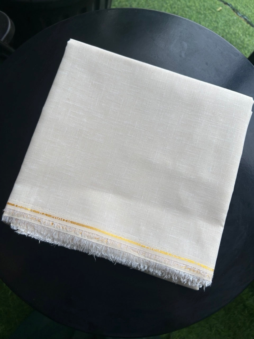 NEW! Kaitharikada - LINEN TOUCH (cotton) Shirt Material - Light Cream 200x150(cm) (₹ 300 per meter) - 1KK7006MKS