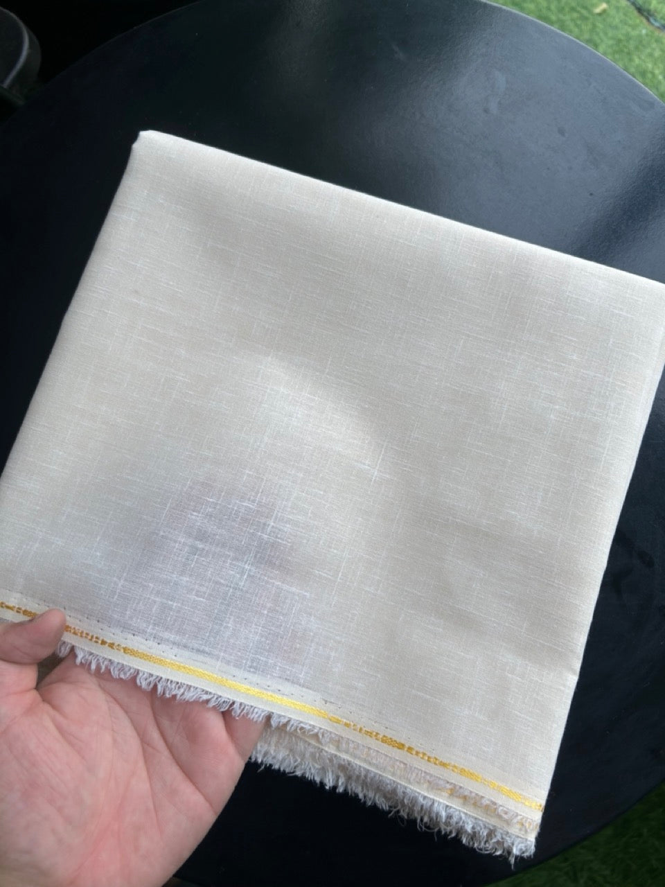 NEW! Kaitharikada - LINEN TOUCH (cotton) Shirt Material - Light Cream 200x150(cm) (₹ 300 per meter) - 1KK7006MKS