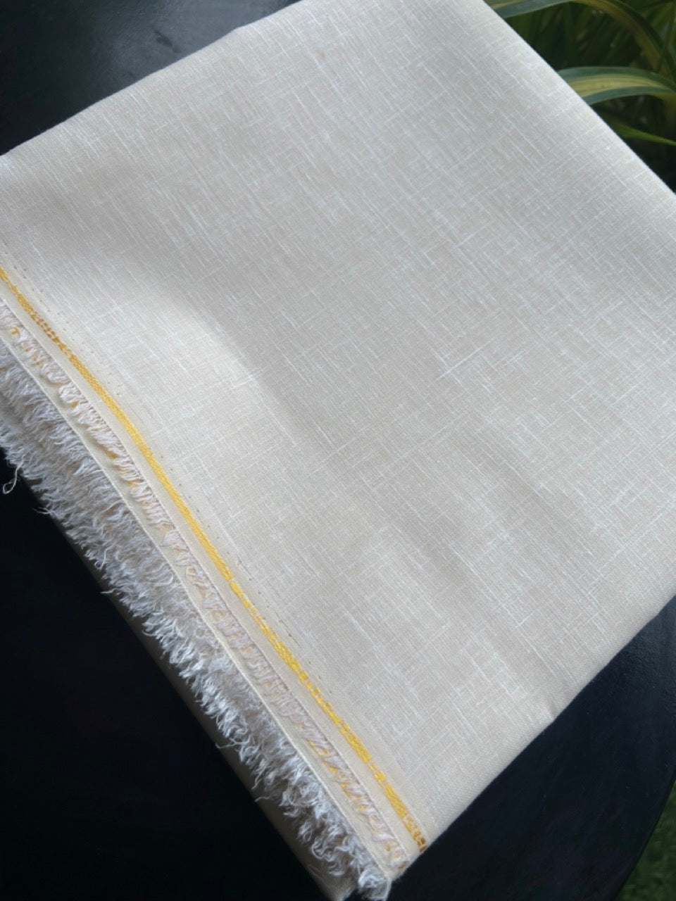 NEW! Kaitharikada - LINEN TOUCH (cotton) Shirt Material - Light Cream 200x150(cm) (₹ 300 per meter) - 1KK7006MKS
