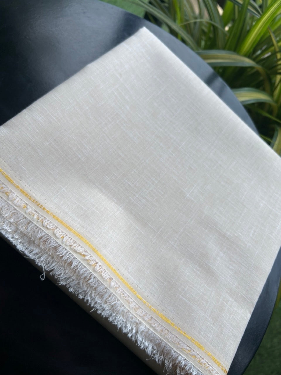 NEW! Kaitharikada - LINEN TOUCH (cotton) Shirt Material - Light Cream 200x150(cm) (₹ 300 per meter) - 1KK7006MKS