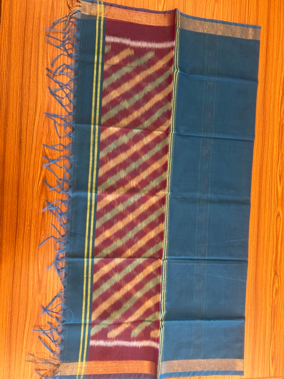 10% Discount!! Kaitharikada Traditional Kerala Style - Cotton Silk Churidar Suit Material - Multi colour Pochampally design - 4KK4002KHA